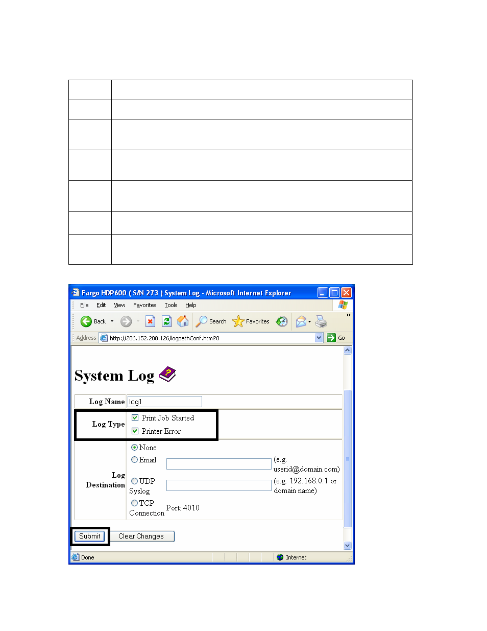 Selecting the log type, Selecting the log type -31 | FARGO electronic HDP600-LC CR100 User Manual | Page 227 / 432