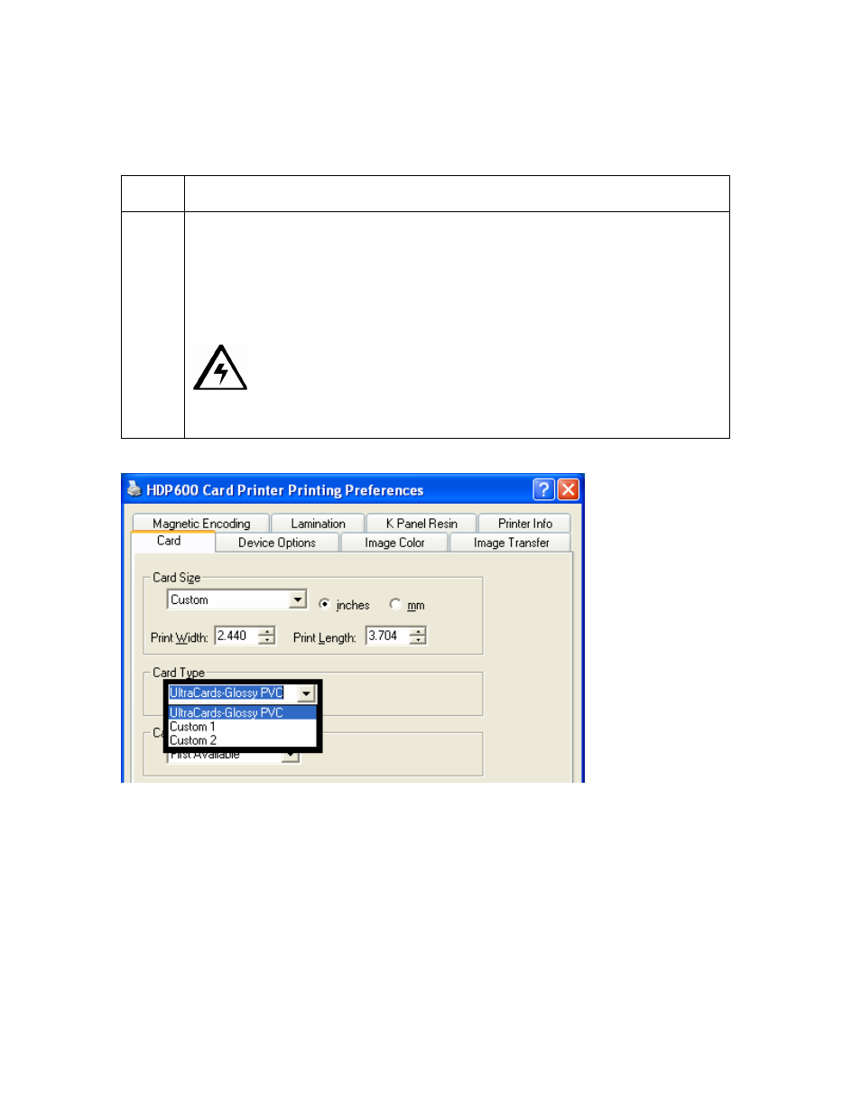 Selecting the card type (all hdp600 printers), Selecting the card type (all hdp600 printers) -16 | FARGO electronic HDP600-LC CR100 User Manual | Page 282 / 432