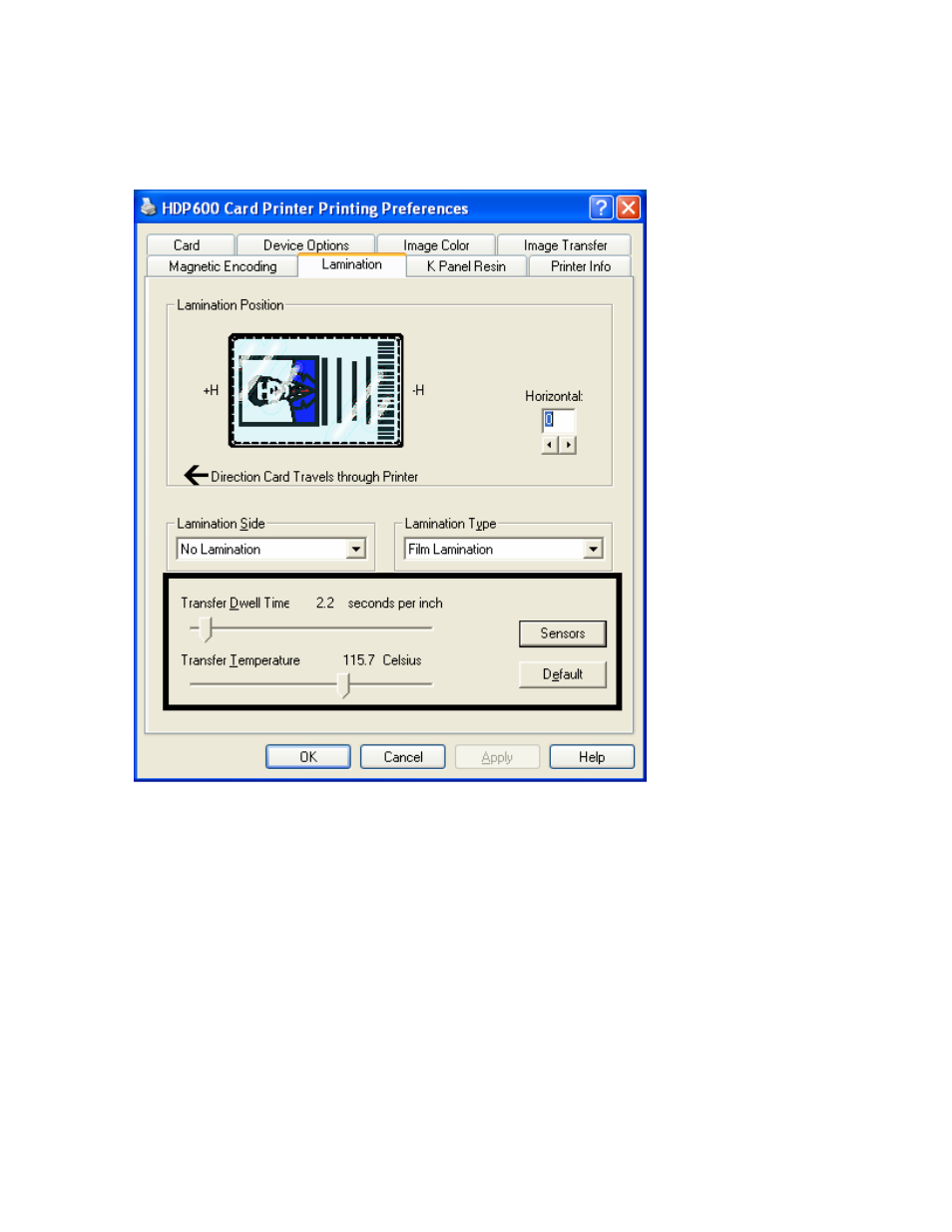Selecting the card type | FARGO electronic HDP600-LC CR100 User Manual | Page 284 / 432