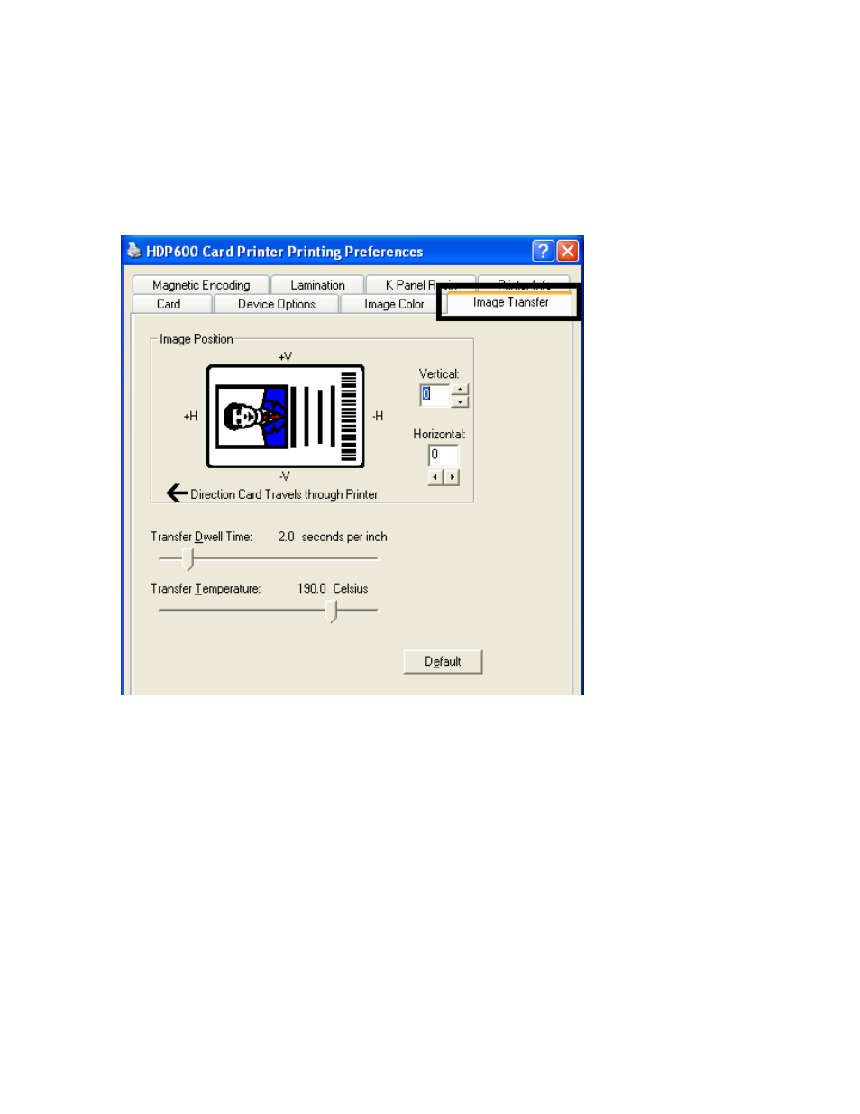 Using the image transfer tab, Using the image transfer tab -46 | FARGO electronic HDP600-LC CR100 User Manual | Page 312 / 432