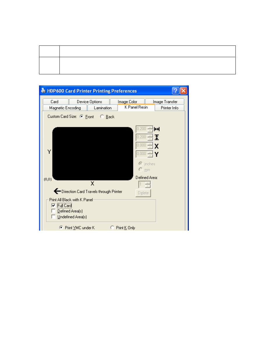 Selecting the full card with the k panel resin tab | FARGO electronic HDP600-LC CR100 User Manual | Page 317 / 432