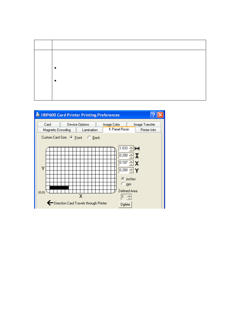 Defining the area to activate the card grid, Defining the area to activate the card grid -54 | FARGO electronic HDP600-LC CR100 User Manual | Page 320 / 432