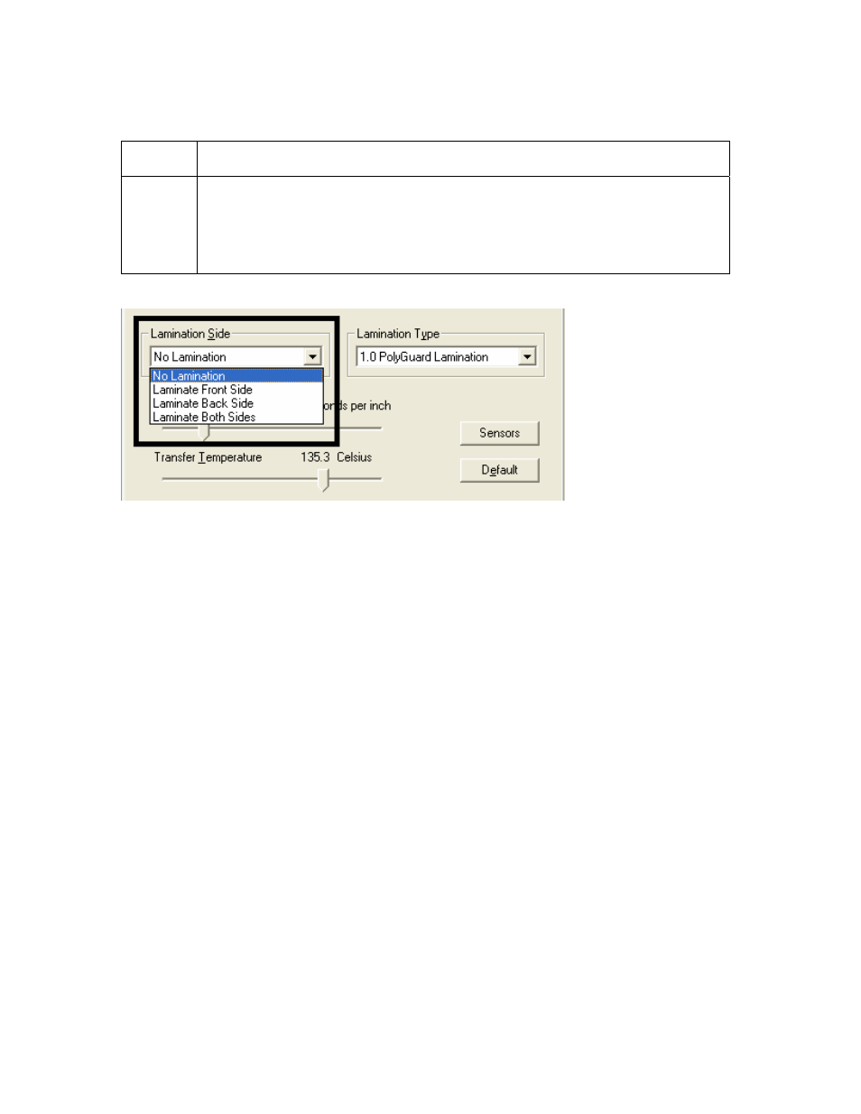 Selecting the lamination side, Selecting the lamination side -74 | FARGO electronic HDP600-LC CR100 User Manual | Page 340 / 432