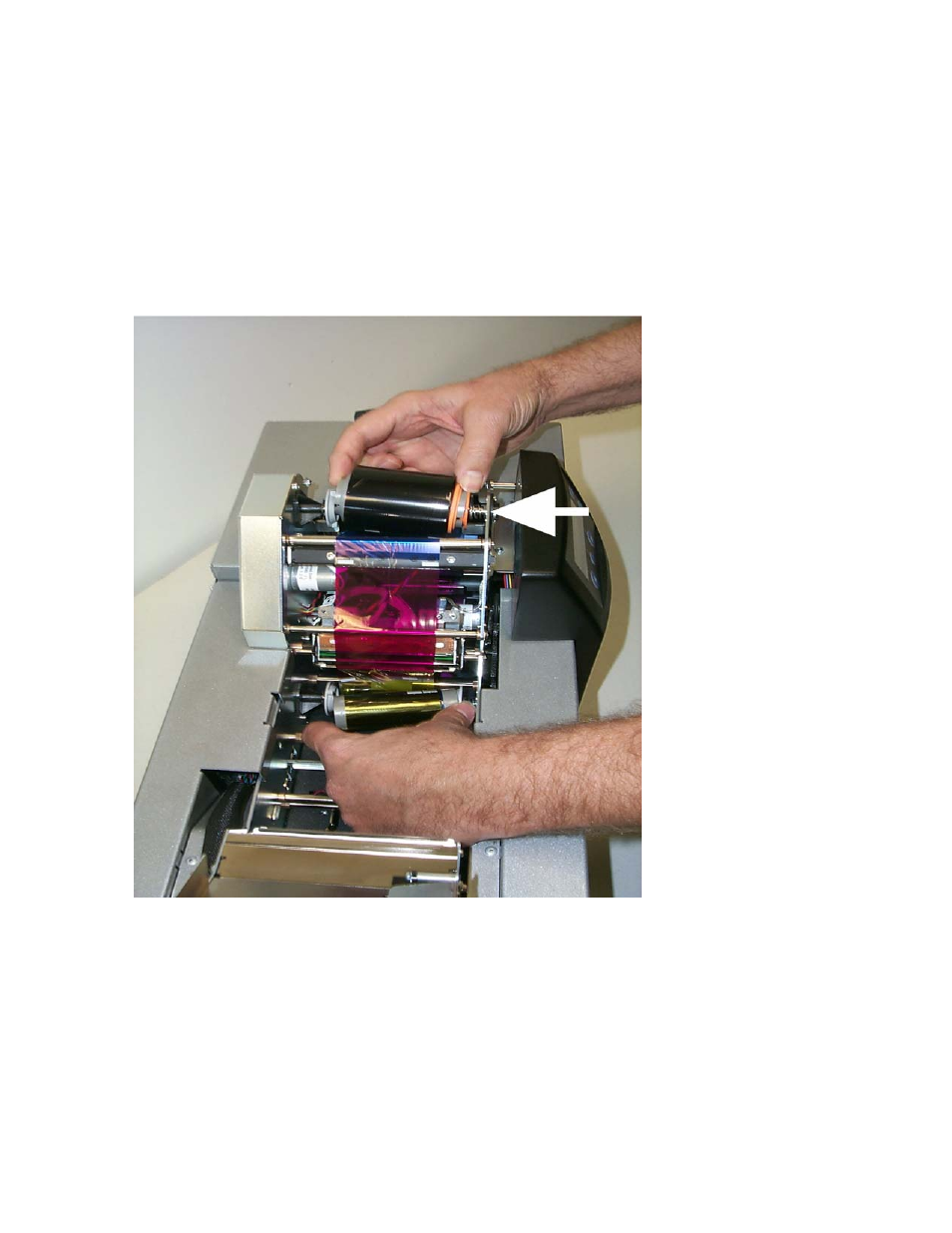 Loading the print ribbon (cont.) | FARGO electronic HDP600-LC CR100 User Manual | Page 51 / 432
