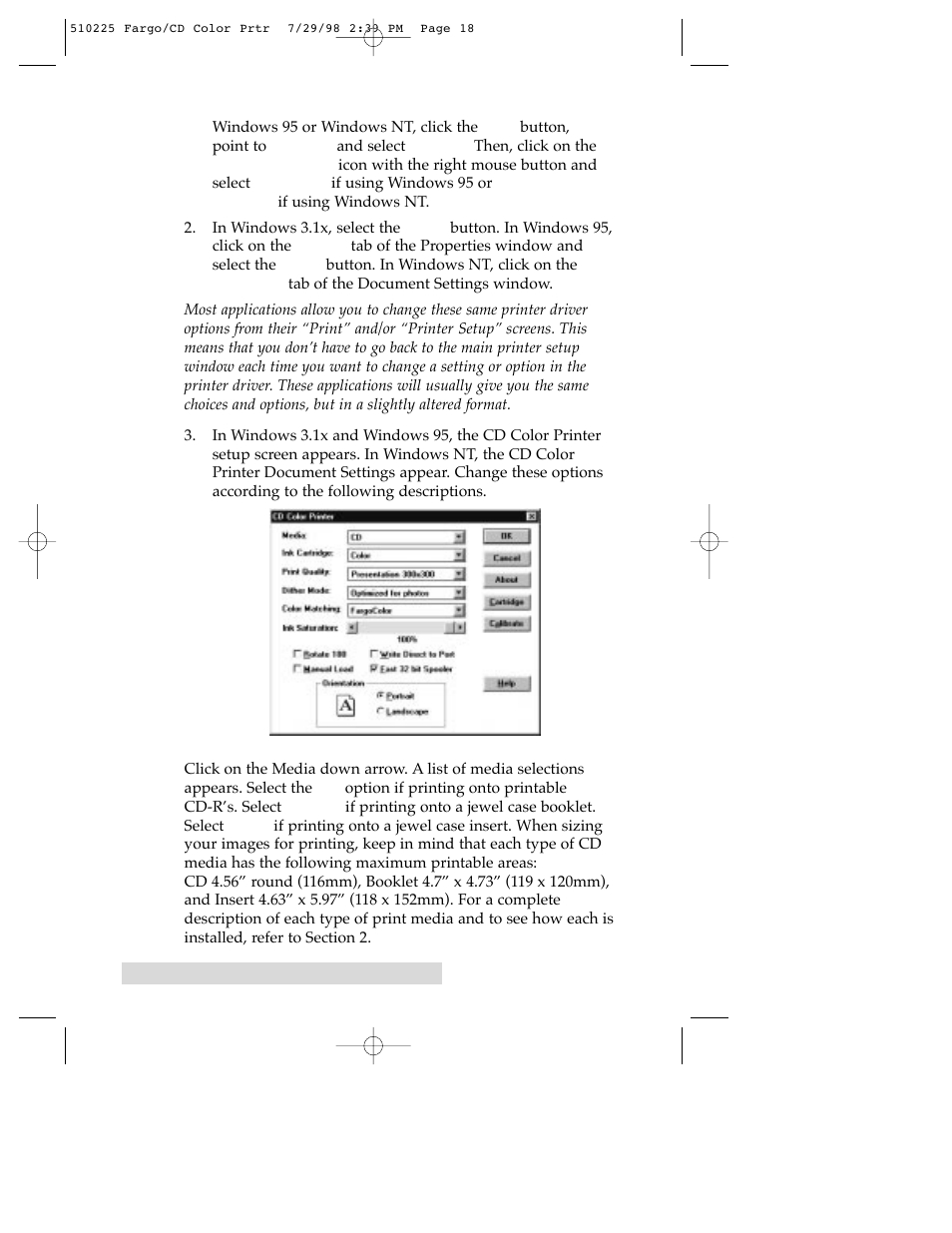 FARGO electronic CD Color Printer User Manual | Page 21 / 53