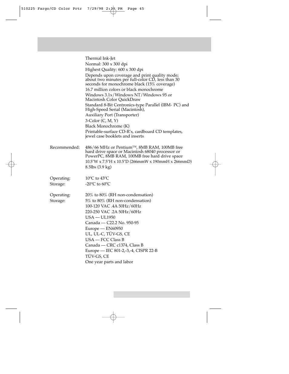 FARGO electronic CD Color Printer User Manual | Page 48 / 53