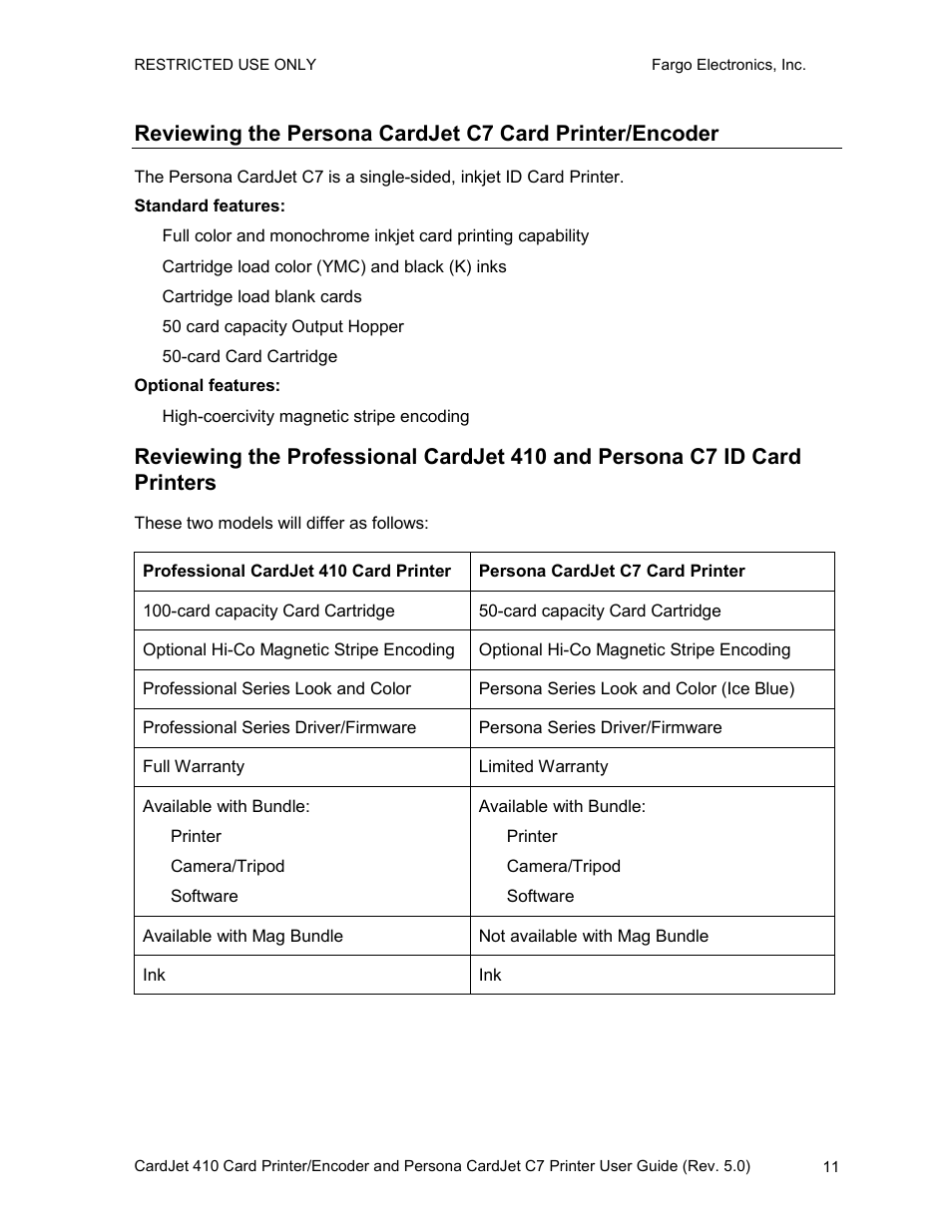 FARGO electronic 410 User Manual | Page 11 / 184