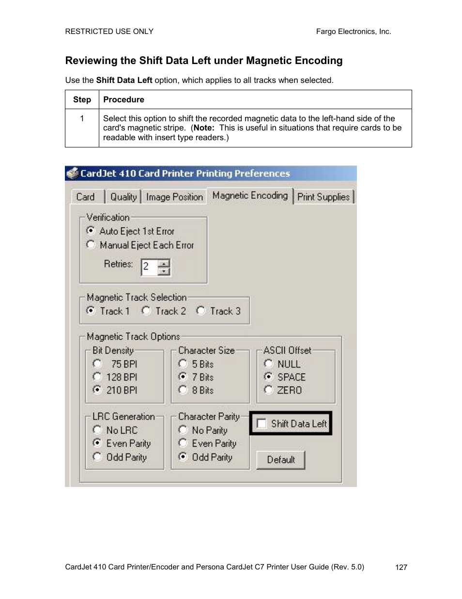 FARGO electronic 410 User Manual | Page 127 / 184