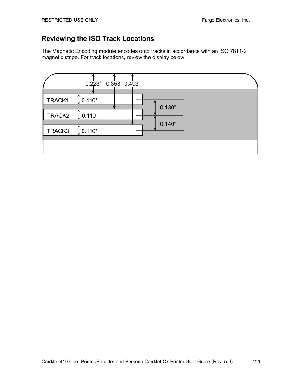 Reviewing the iso track locations, E 129 | FARGO electronic 410 User Manual | Page 129 / 184