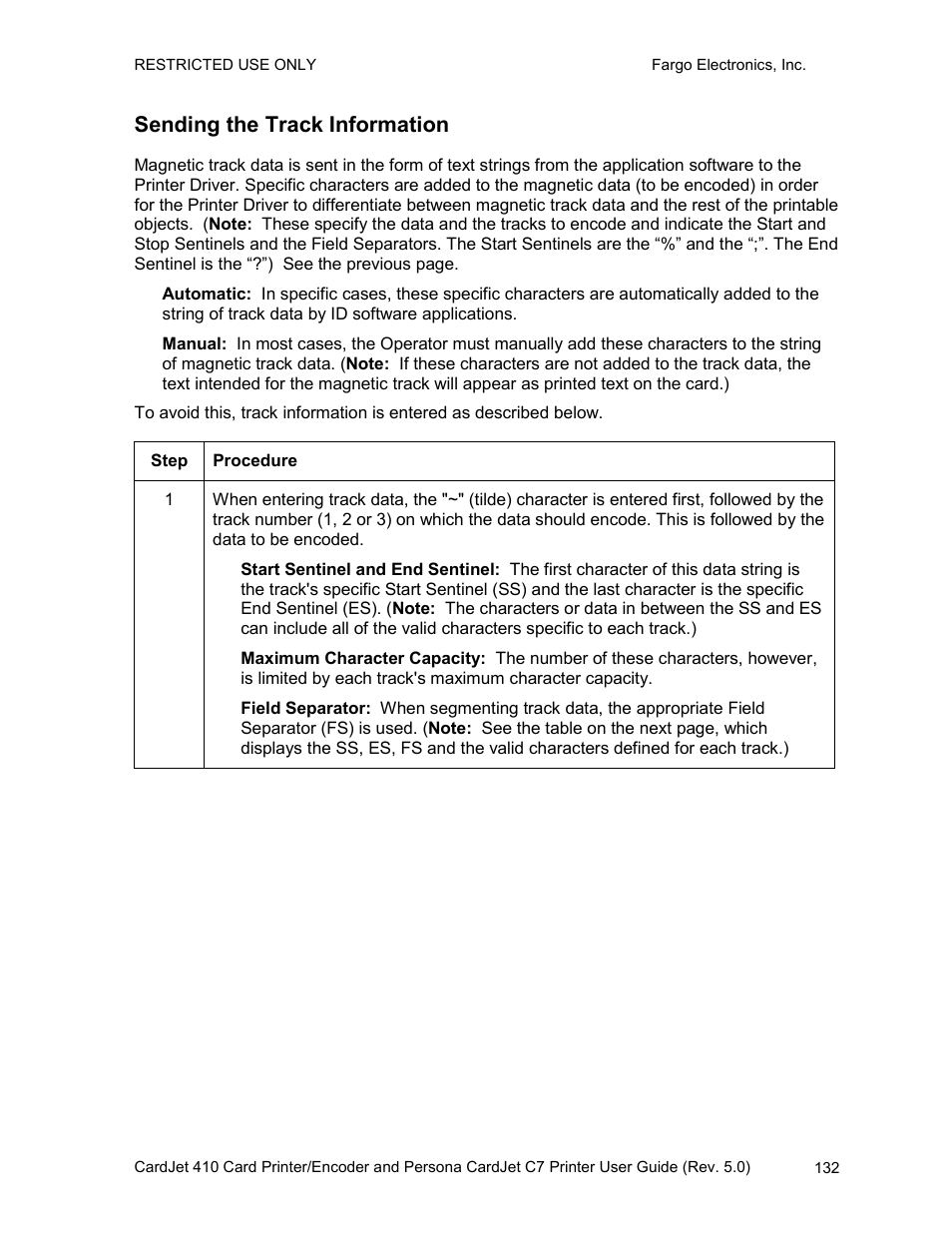 Sending the track information, Selecting the print supplies tab, Selecting the print | Supplies tab | FARGO electronic 410 User Manual | Page 132 / 184