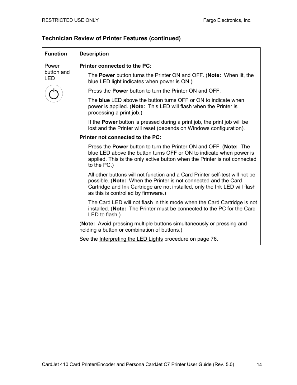 Technician review of printer features (continued) | FARGO electronic 410 User Manual | Page 14 / 184