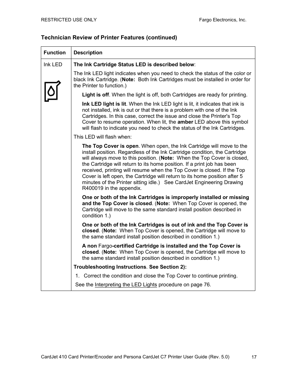 Technician review of printer features (continued) | FARGO electronic 410 User Manual | Page 17 / 184