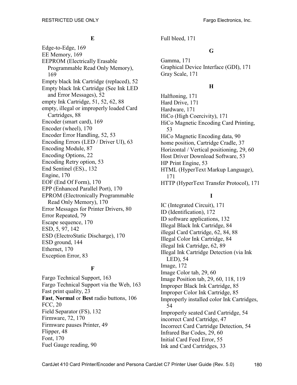 FARGO electronic 410 User Manual | Page 180 / 184