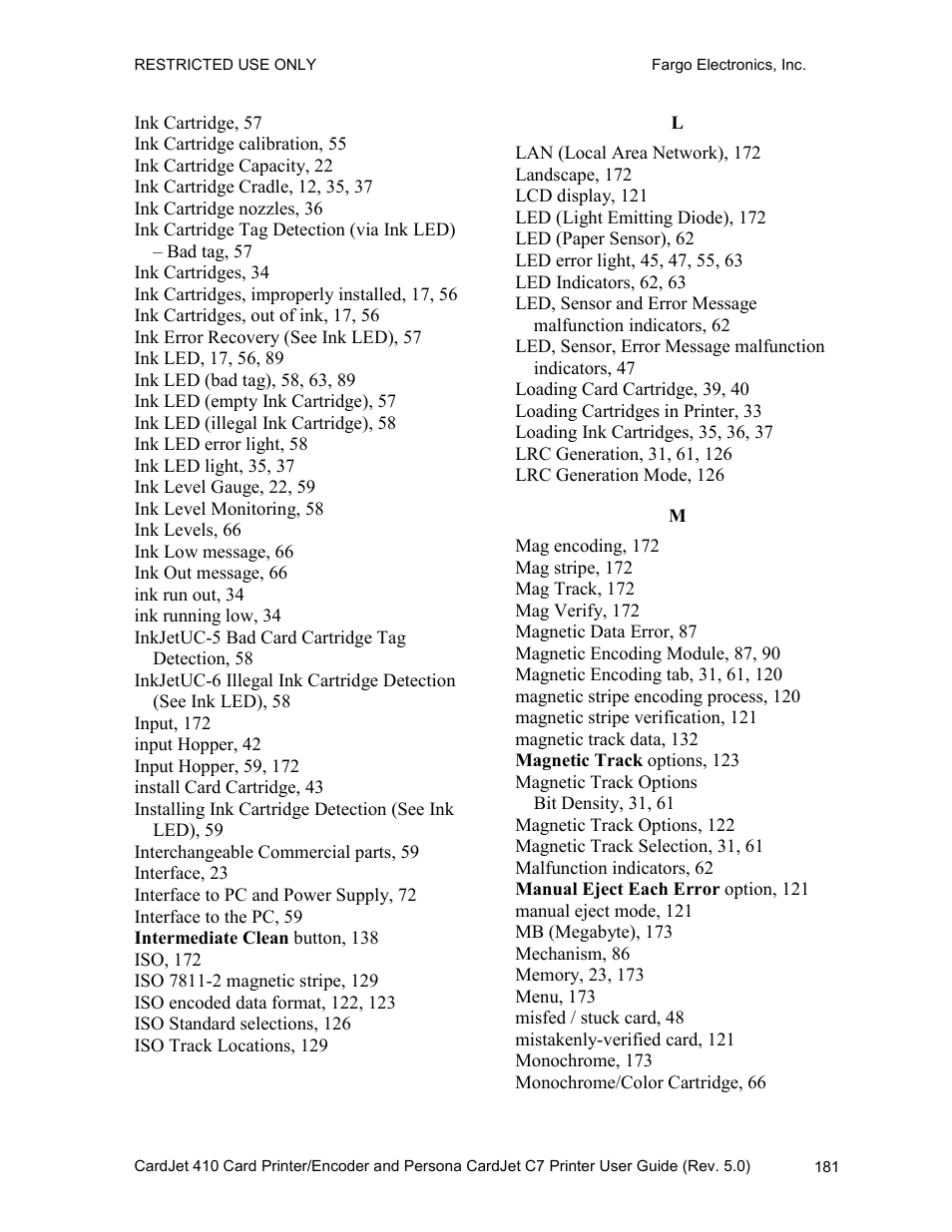 FARGO electronic 410 User Manual | Page 181 / 184