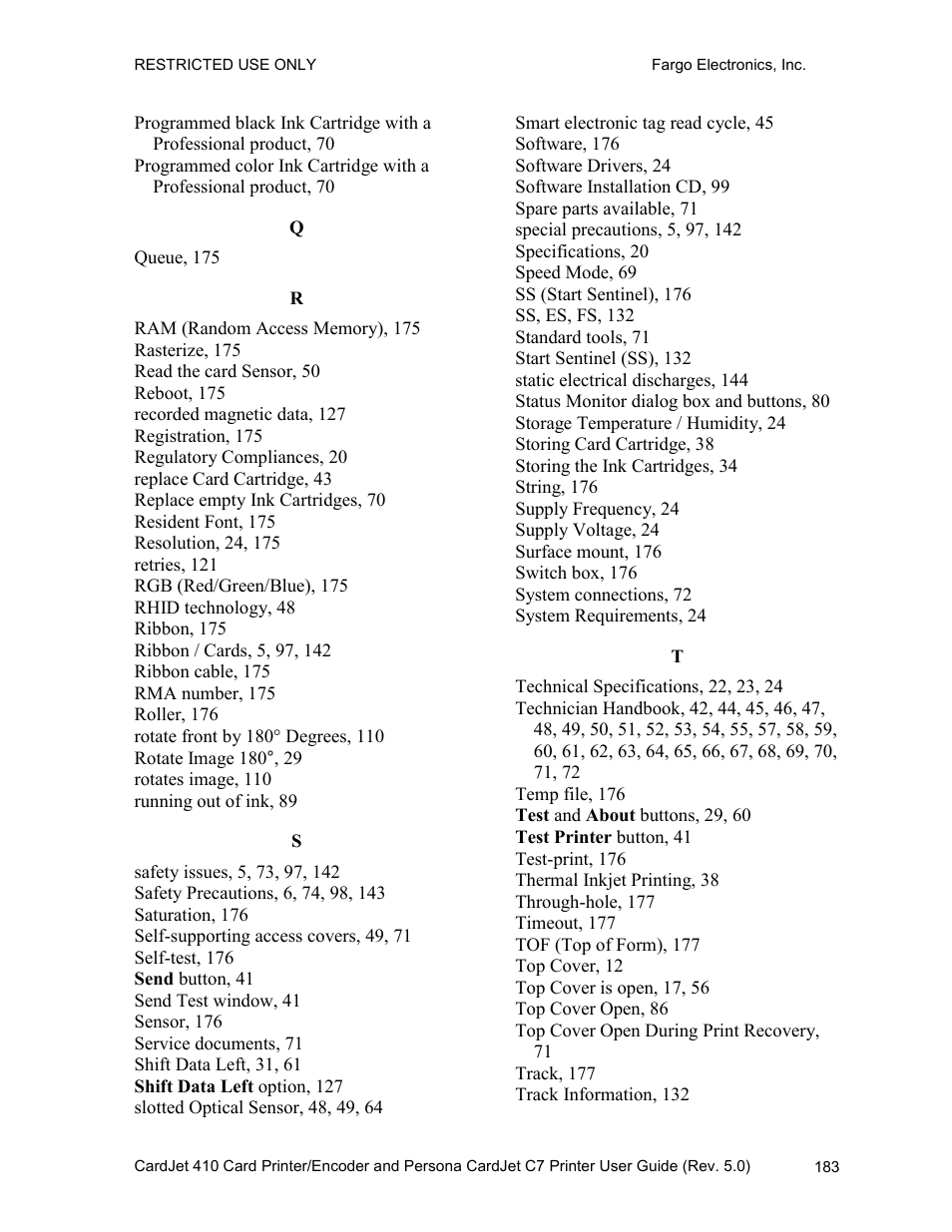 FARGO electronic 410 User Manual | Page 183 / 184