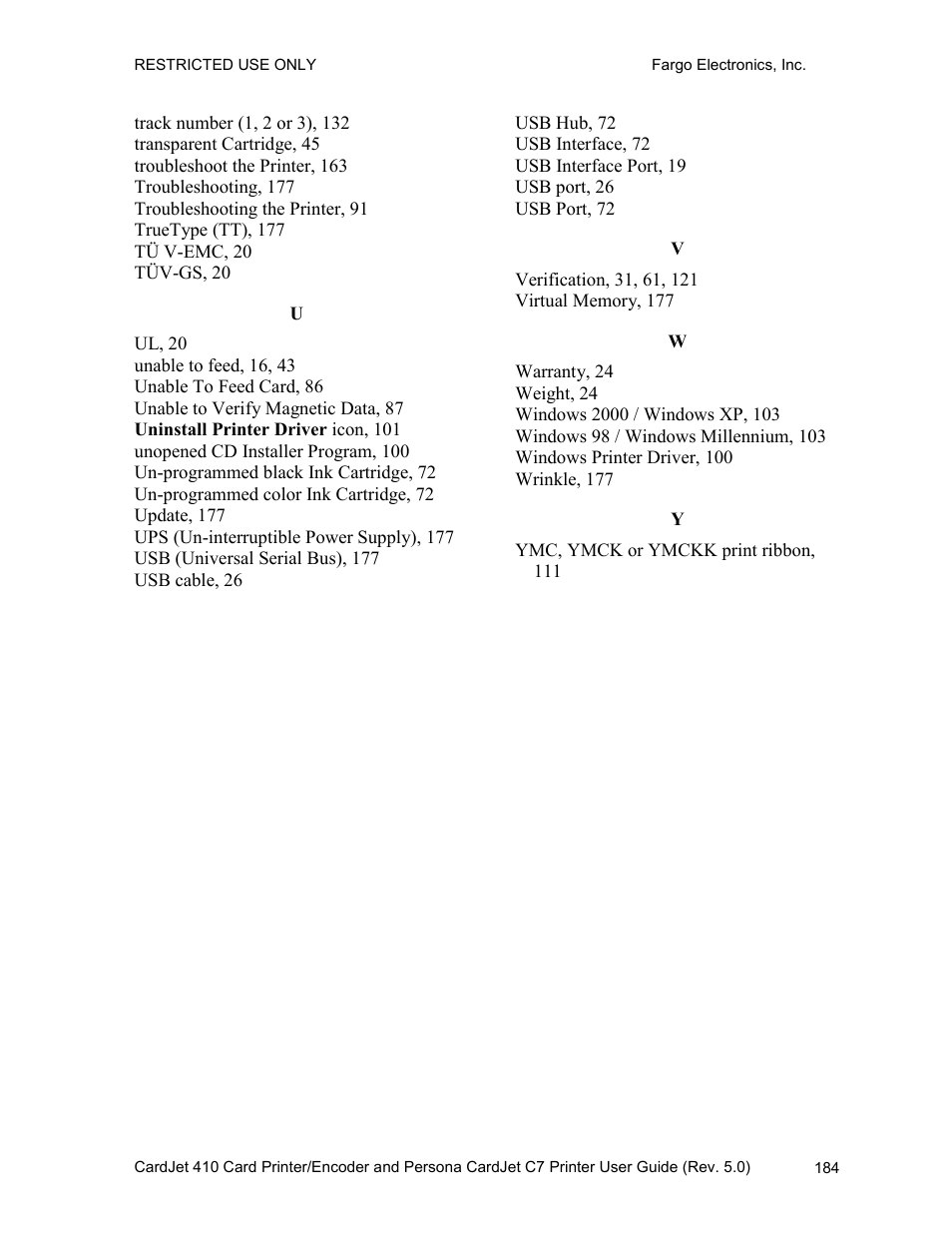 FARGO electronic 410 User Manual | Page 184 / 184