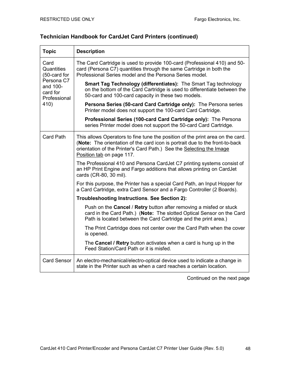 FARGO electronic 410 User Manual | Page 48 / 184