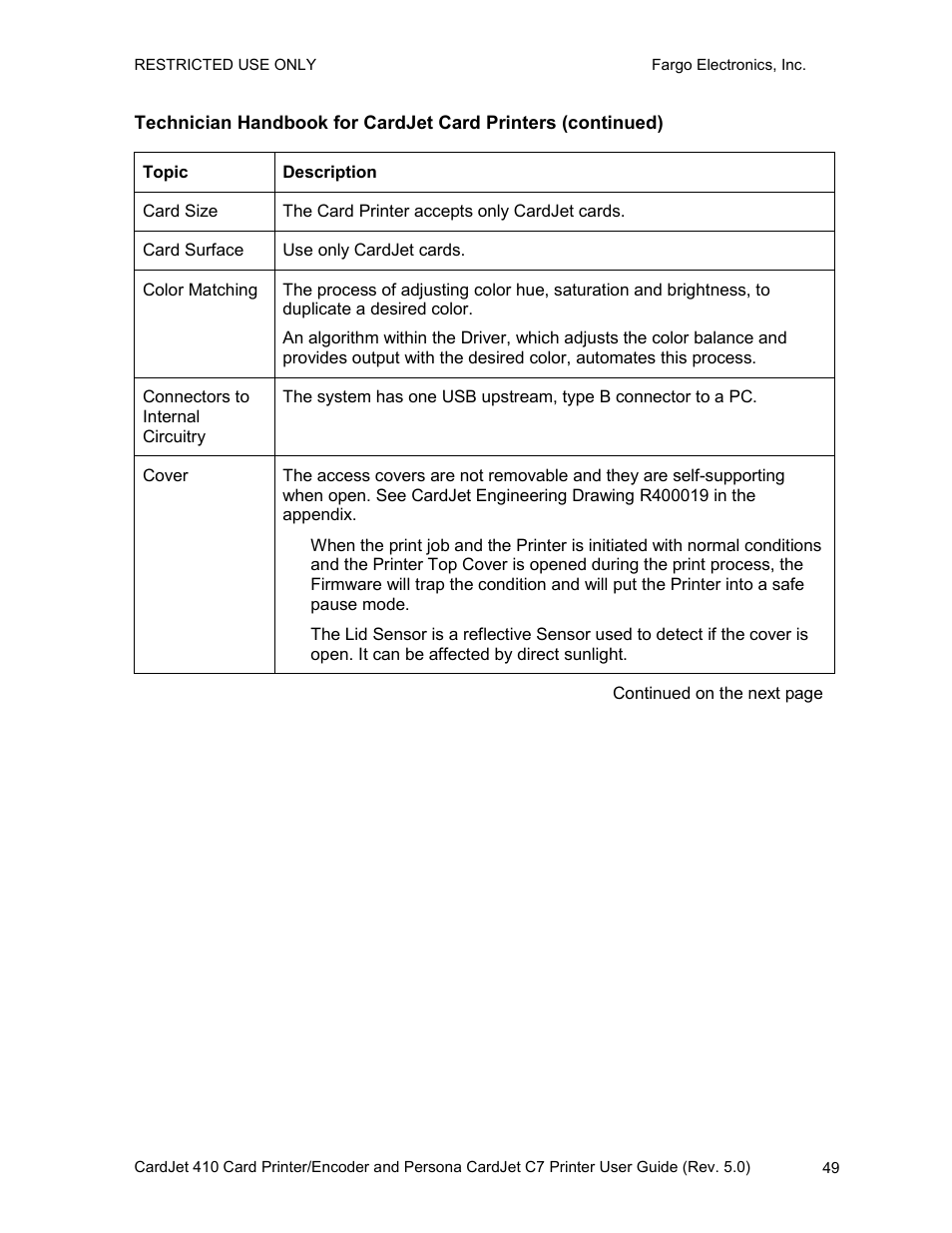 FARGO electronic 410 User Manual | Page 49 / 184