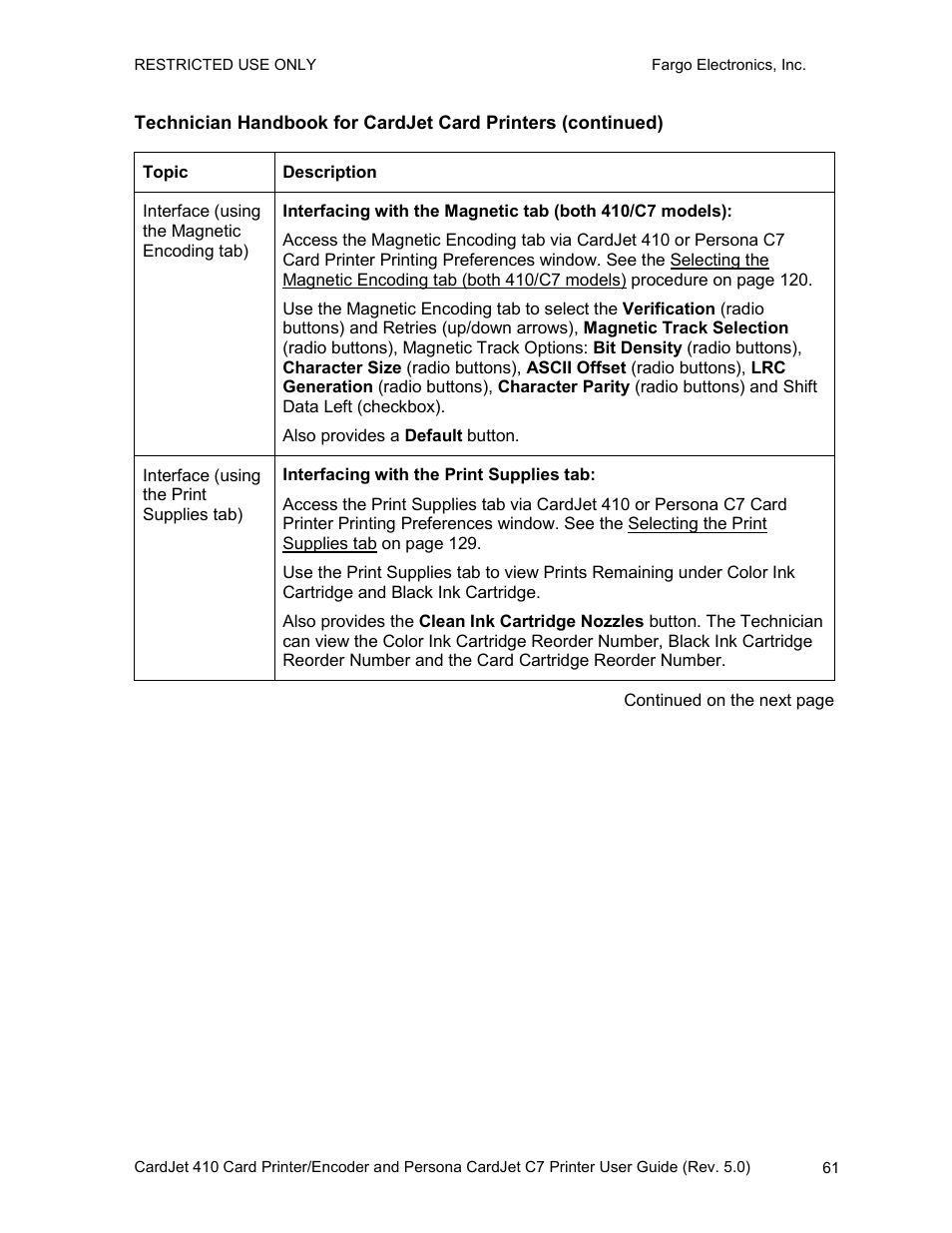 FARGO electronic 410 User Manual | Page 61 / 184