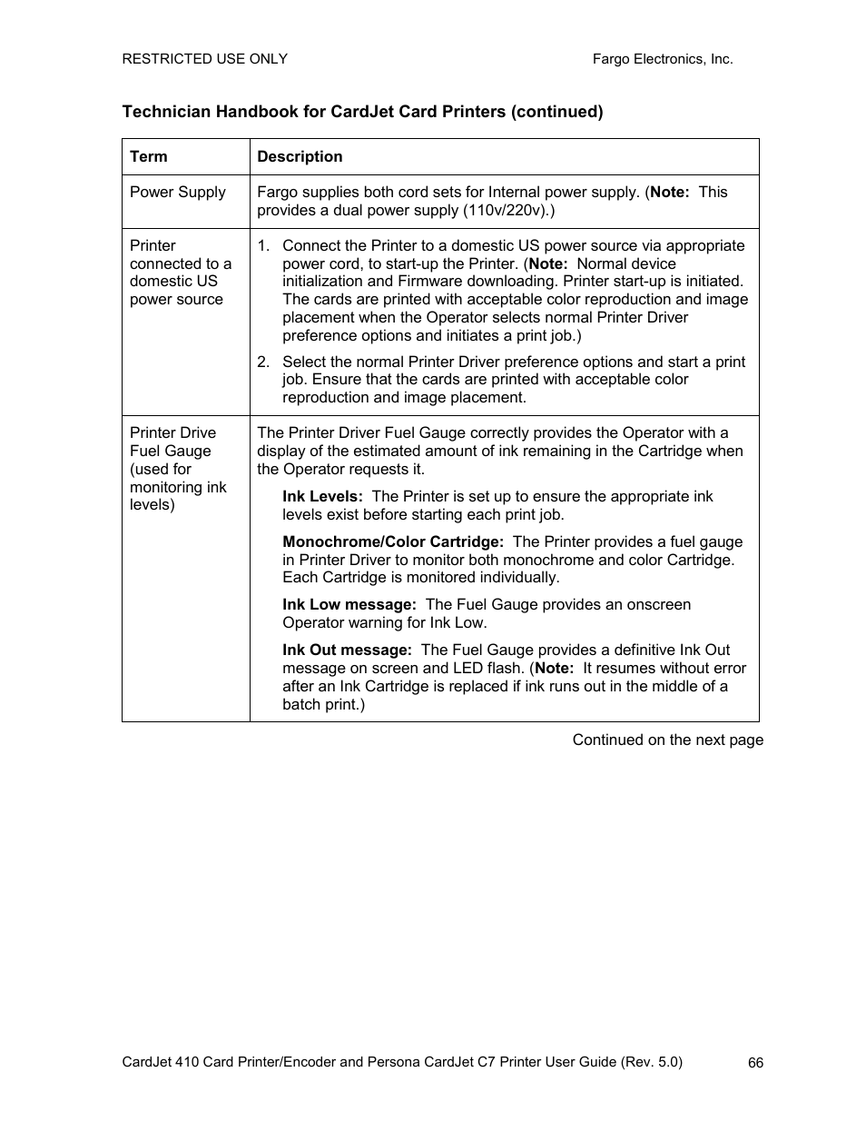 FARGO electronic 410 User Manual | Page 66 / 184