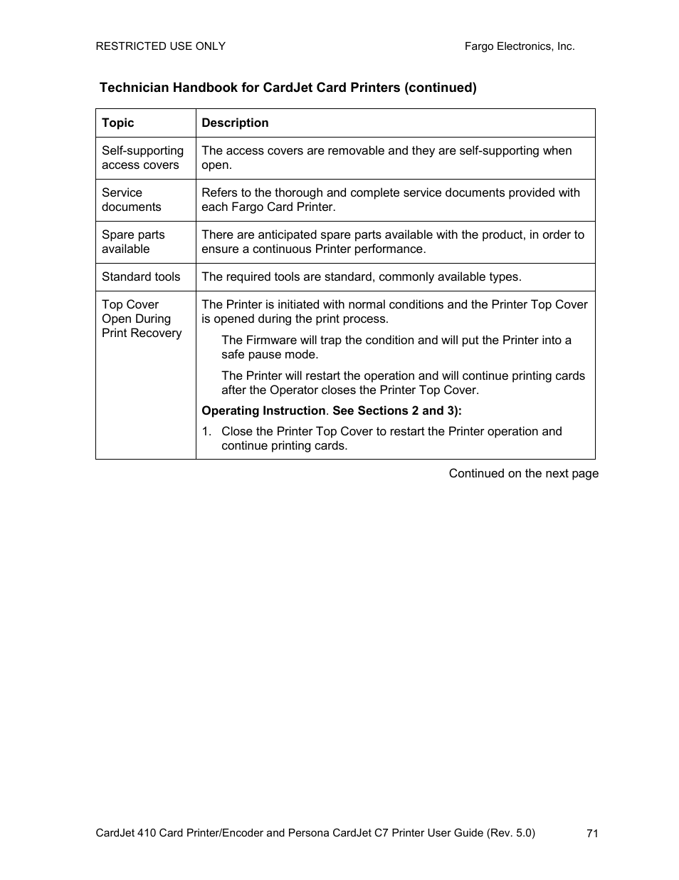FARGO electronic 410 User Manual | Page 71 / 184