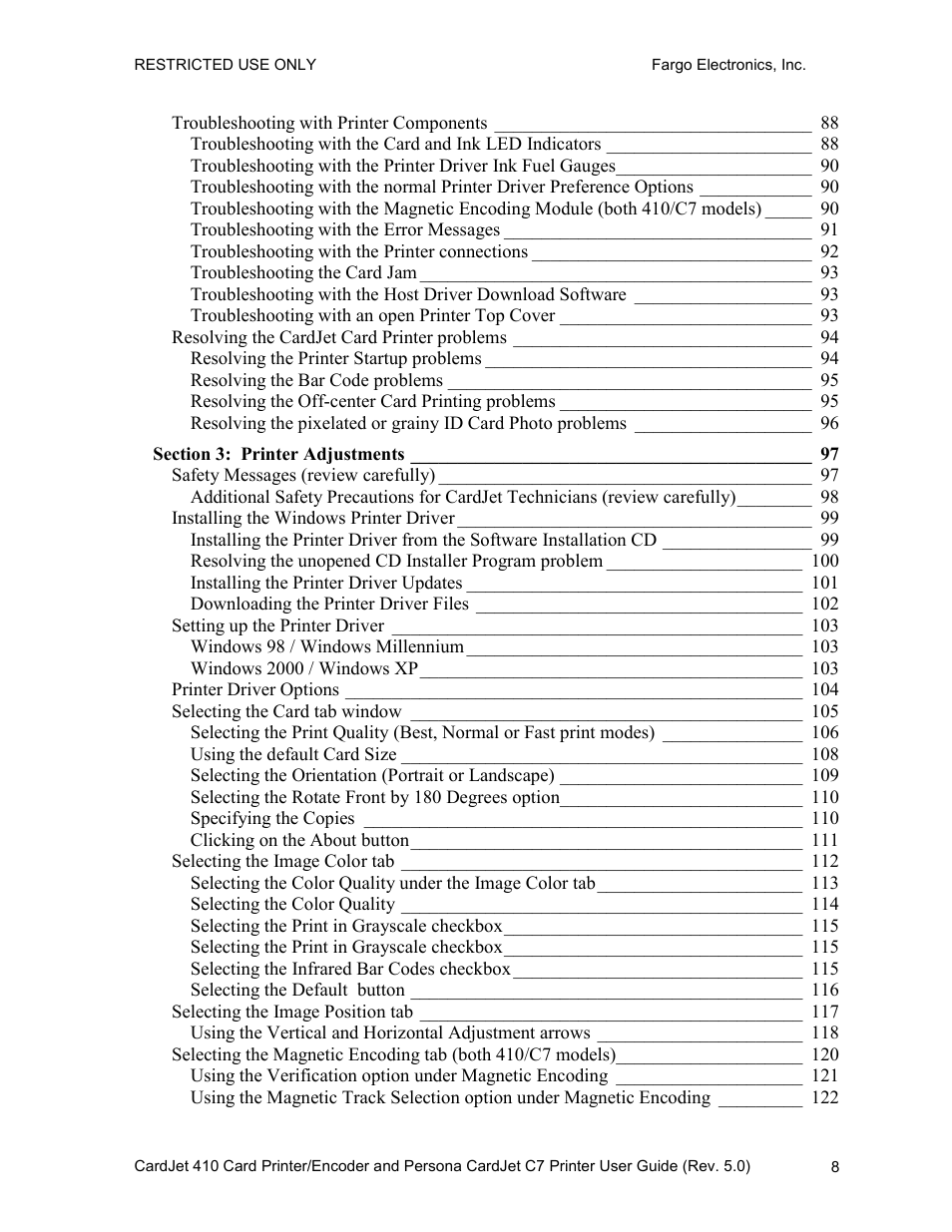 FARGO electronic 410 User Manual | Page 8 / 184