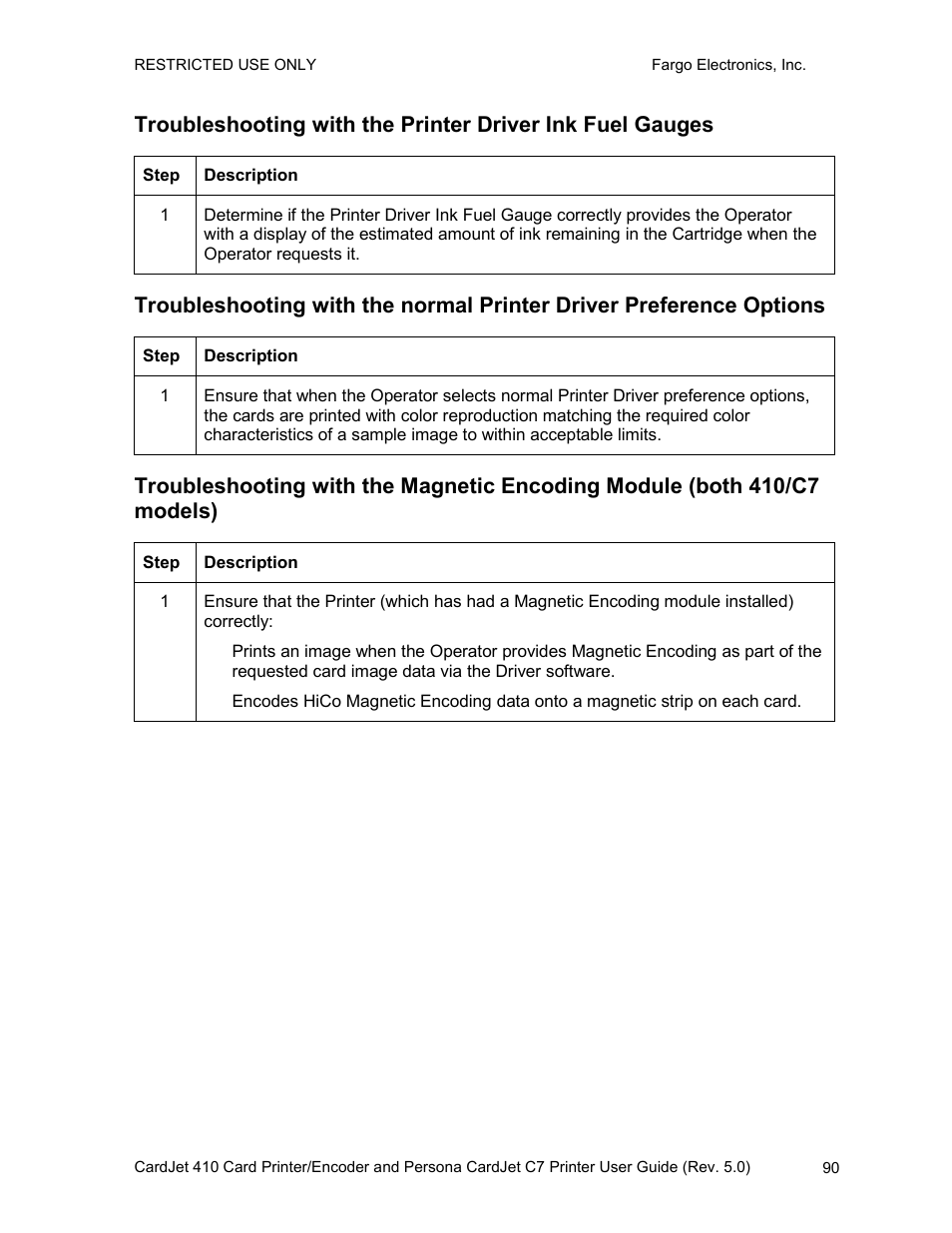 FARGO electronic 410 User Manual | Page 90 / 184