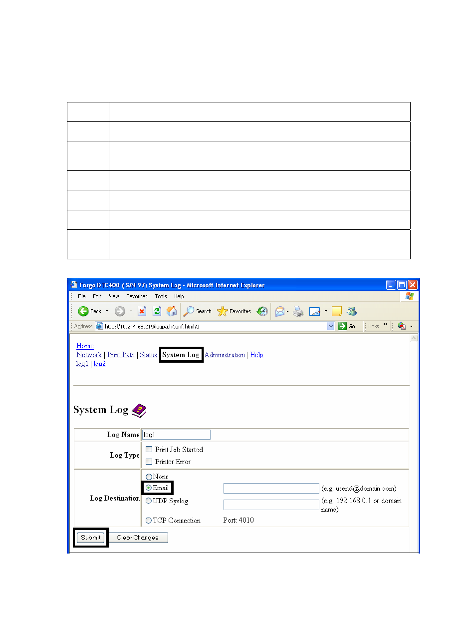 Setting up email event logging, Setting up email event logging -35 | FARGO electronic FARGO DTC 400 User Manual | Page 146 / 322