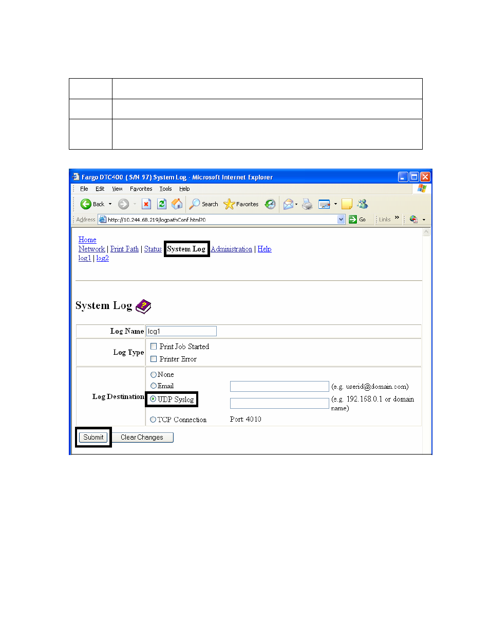 Specifying udp event logging | FARGO electronic FARGO DTC 400 User Manual | Page 148 / 322