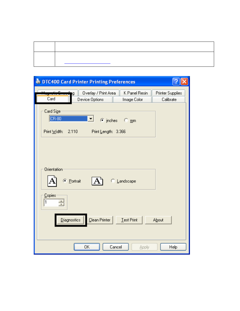 Using the diagnostics button under the card tab, Using the diagnostics button under the card tab -5 | FARGO electronic FARGO DTC 400 User Manual | Page 183 / 322