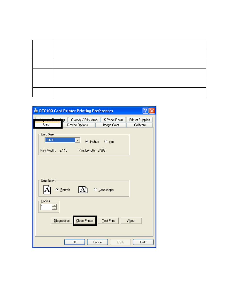 Using the clean printer option, Using the clean printer option -6 | FARGO electronic FARGO DTC 400 User Manual | Page 184 / 322