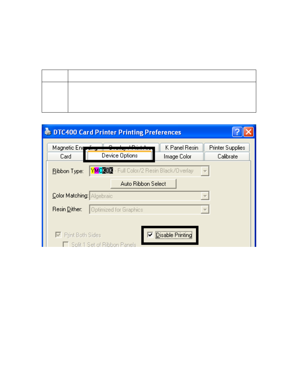 Using the disable printing option, Using the disable printing option -20 | FARGO electronic FARGO DTC 400 User Manual | Page 198 / 322