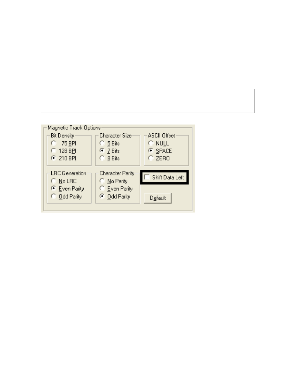 Using the shift data left checkbox, Using the shift data left checkbox -40 | FARGO electronic FARGO DTC 400 User Manual | Page 218 / 322