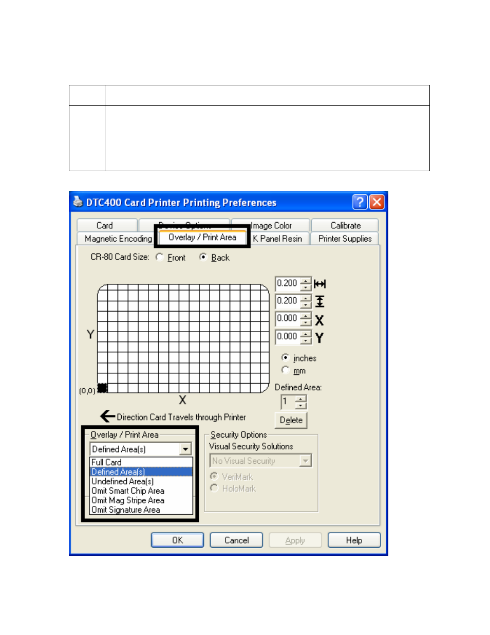Using the defined area option, Using the defined area option -53 | FARGO electronic FARGO DTC 400 User Manual | Page 231 / 322