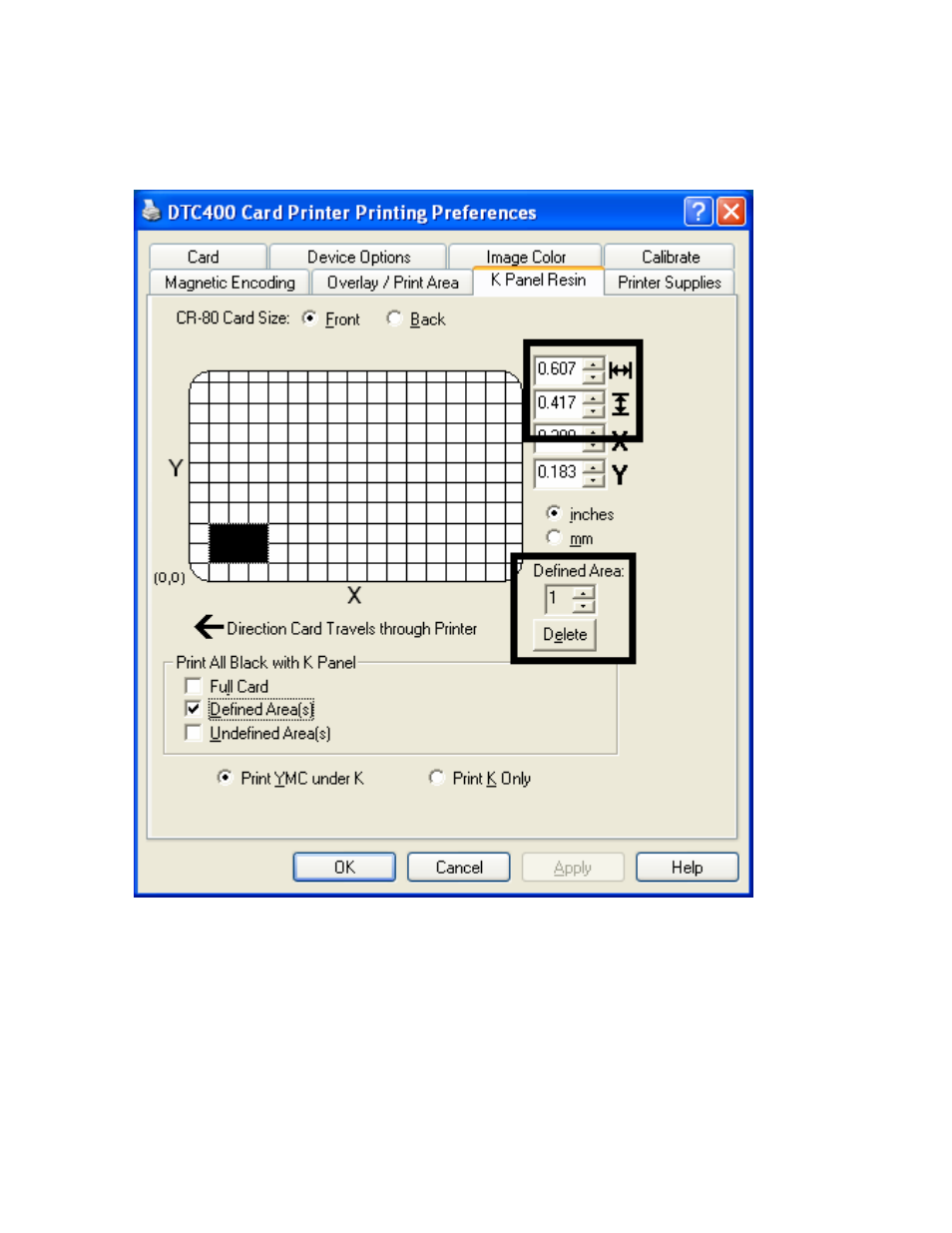 Selecting the defined area(s) function (continued) | FARGO electronic FARGO DTC 400 User Manual | Page 256 / 322