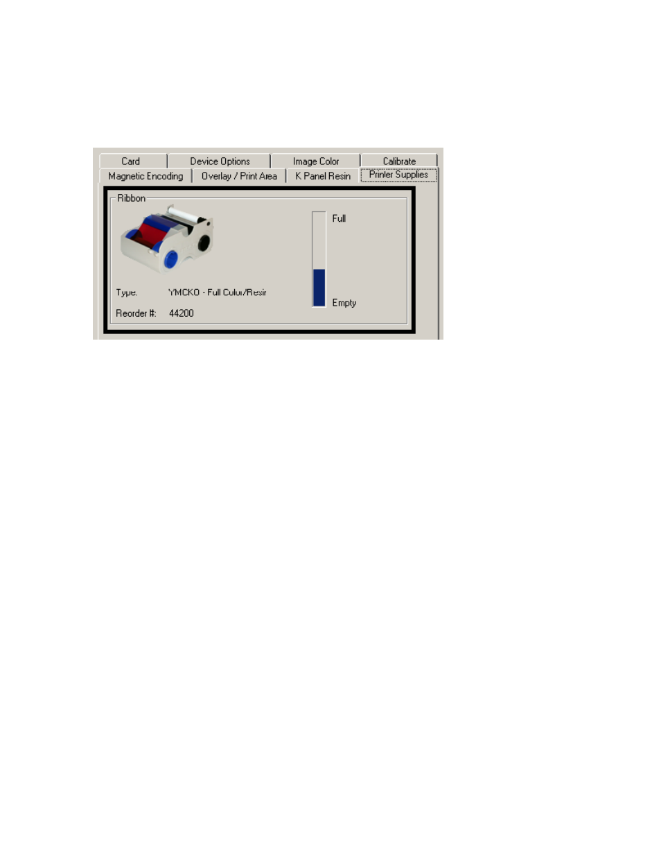 Using the printer supplies tab (dtc400), Using the printer supplies tab (dtc400) -83 | FARGO electronic FARGO DTC 400 User Manual | Page 261 / 322
