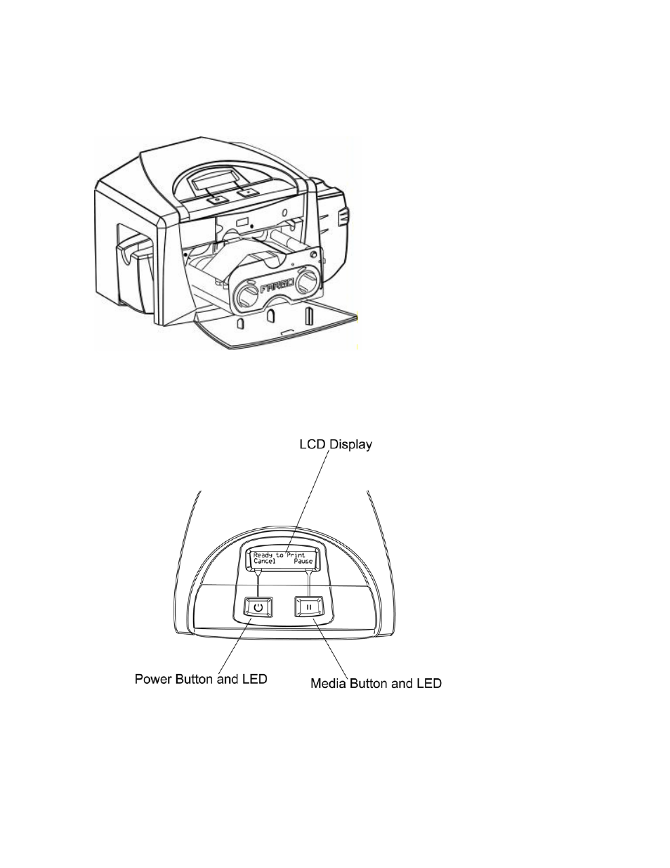 Reviewing the lcd (top-front part of printer), Reviewing the lcd (top-front part of printer) -4 | FARGO electronic FARGO DTC 400 User Manual | Page 33 / 322