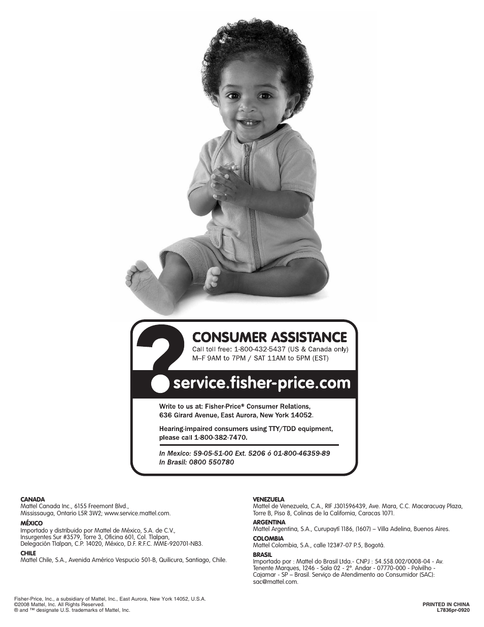 Fisher-Price L7836 User Manual | Page 12 / 12