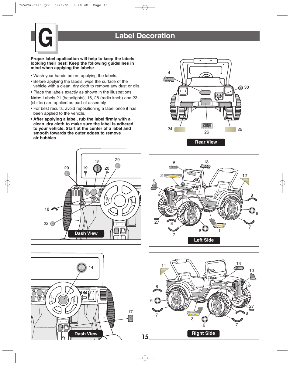 Label decoration | Fisher-Price 74547 User Manual | Page 15 / 28