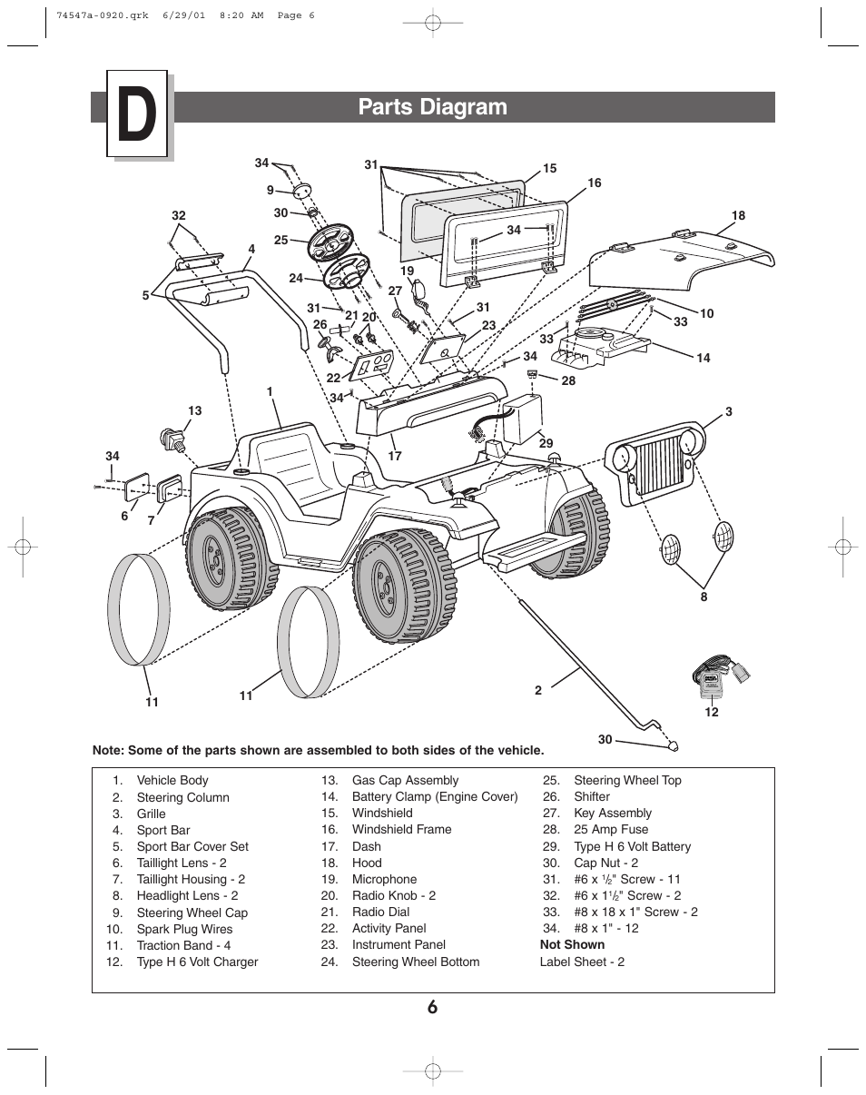 Parts diagram | Fisher-Price 74547 User Manual | Page 6 / 28