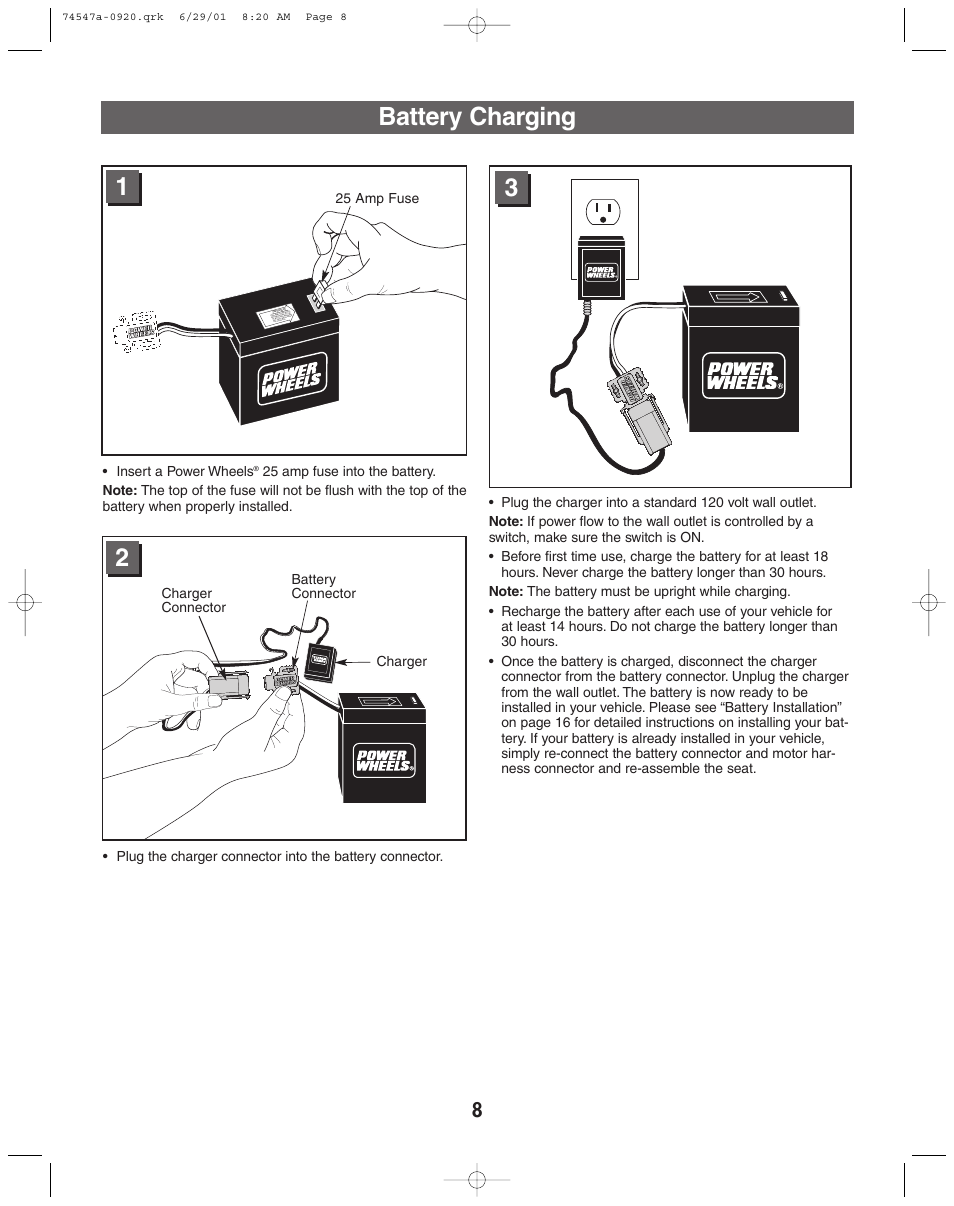 Battery charging | Fisher-Price 74547 User Manual | Page 8 / 28