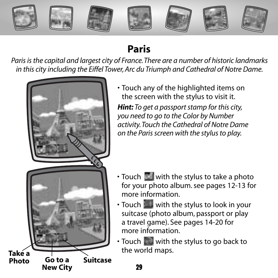 Paris | Fisher-Price COLOR PIXTER G6512 User Manual | Page 29 / 64