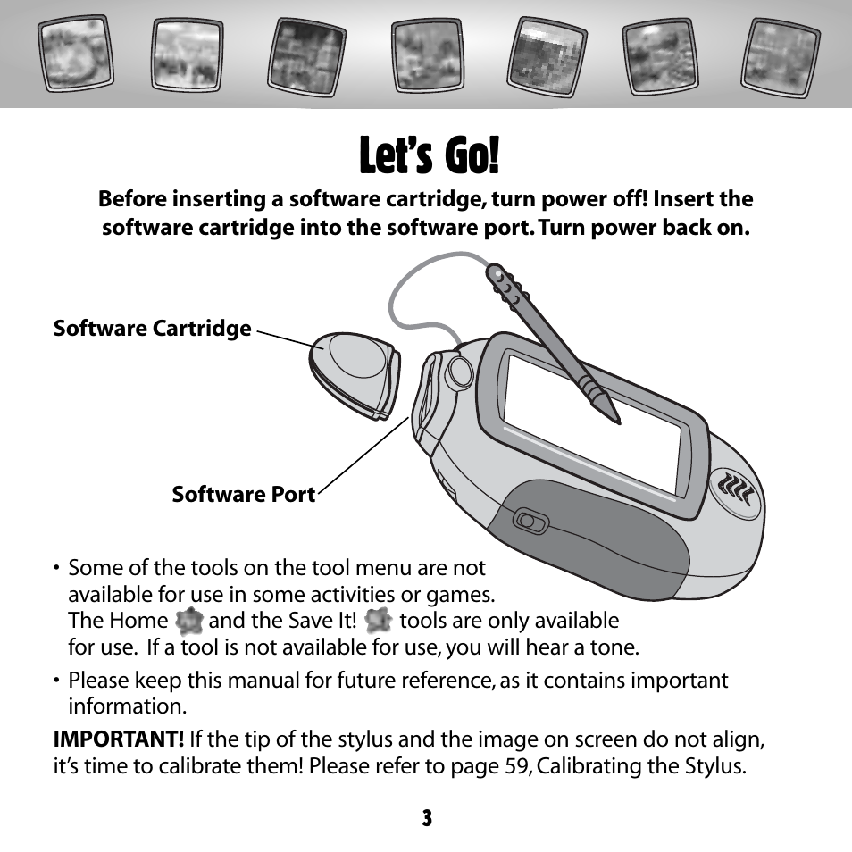 Let’s go | Fisher-Price COLOR PIXTER G6512 User Manual | Page 3 / 64