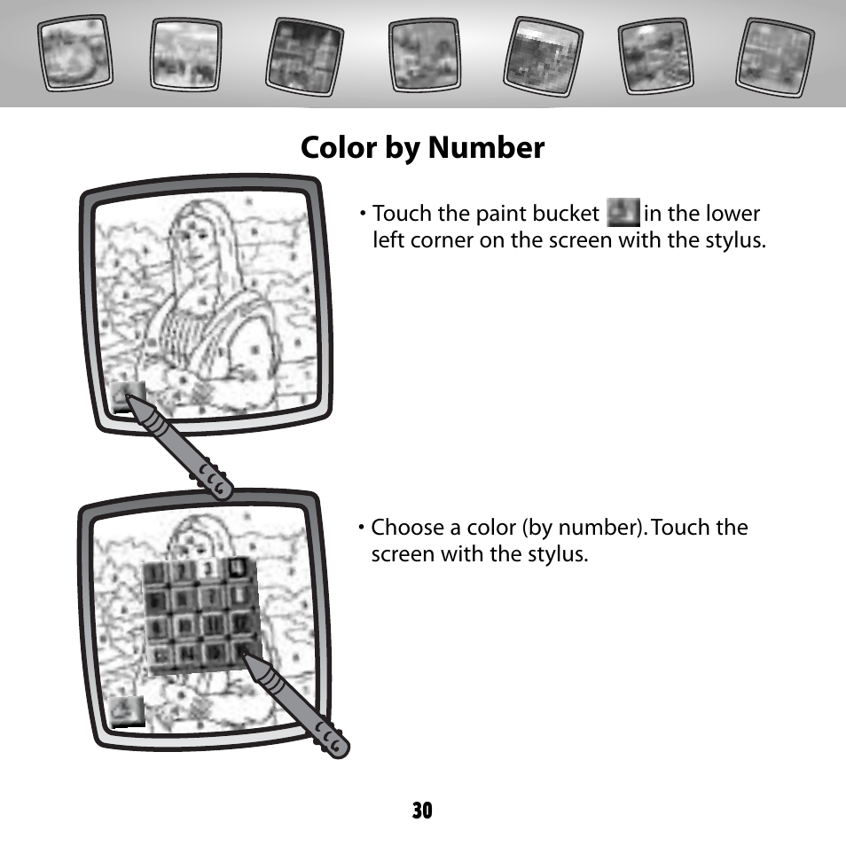 Color by number | Fisher-Price COLOR PIXTER G6512 User Manual | Page 30 / 64