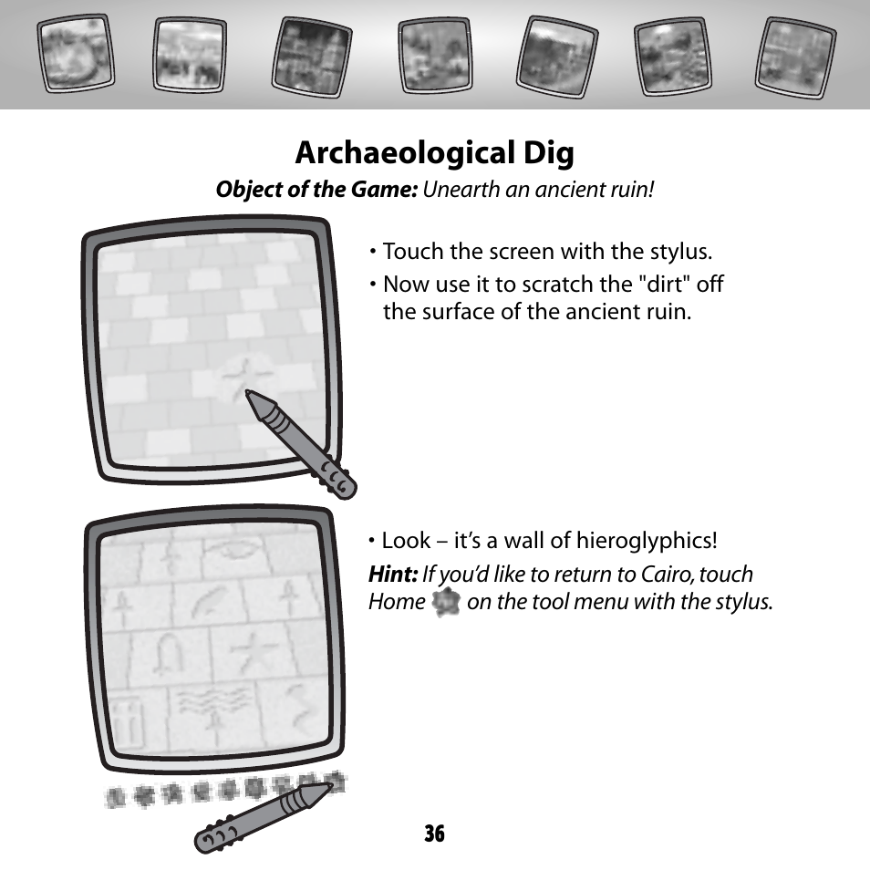 Archaeological dig | Fisher-Price COLOR PIXTER G6512 User Manual | Page 36 / 64