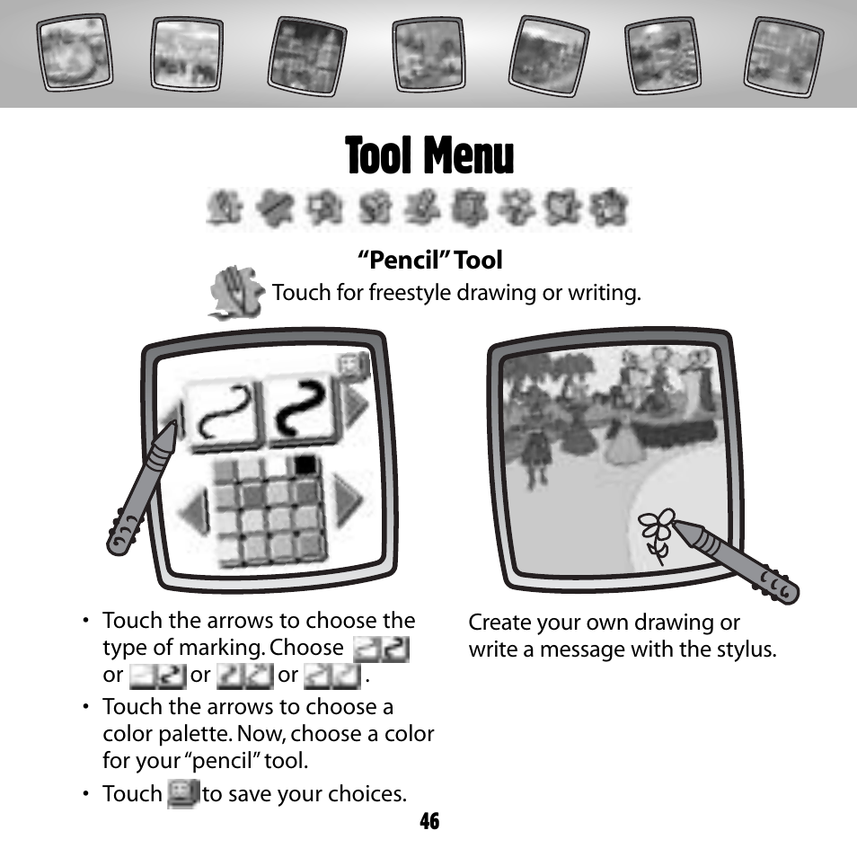 Tool menu | Fisher-Price COLOR PIXTER G6512 User Manual | Page 46 / 64