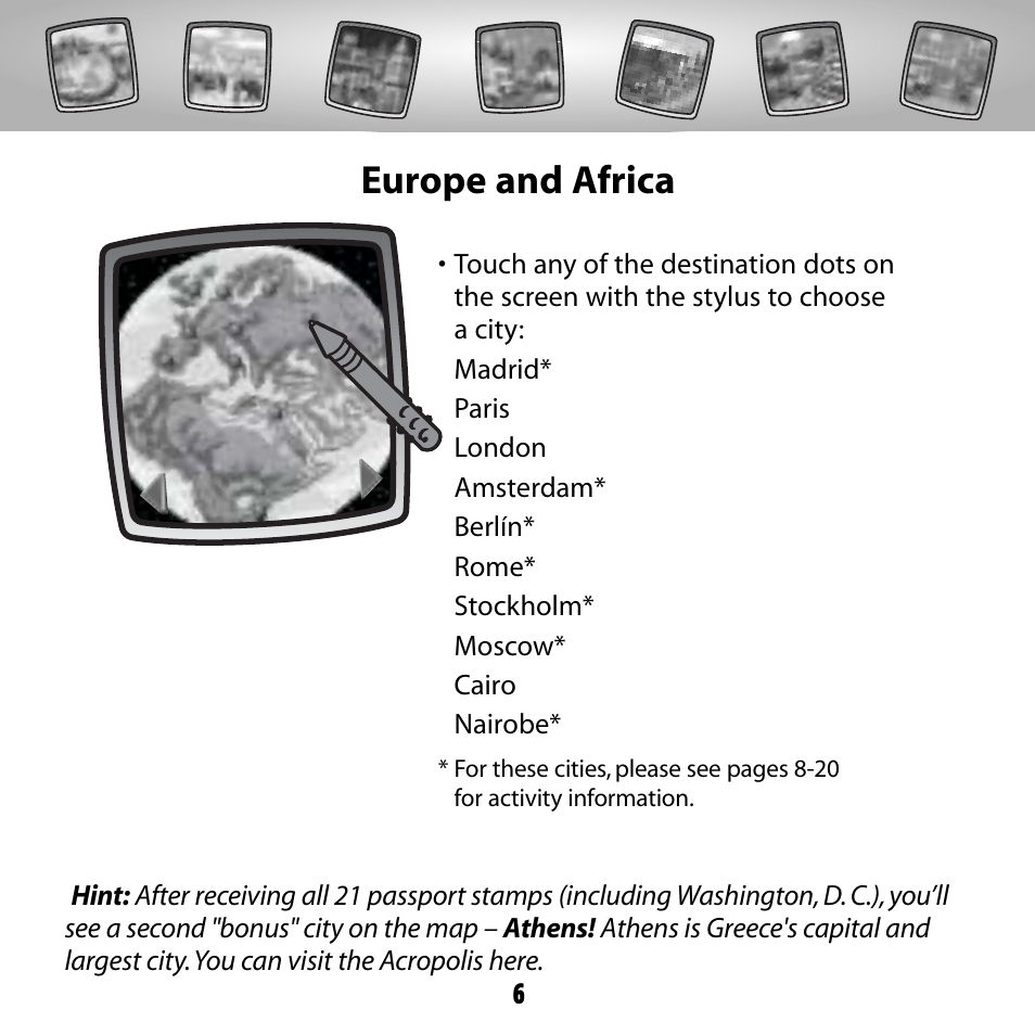 Europe and africa | Fisher-Price COLOR PIXTER G6512 User Manual | Page 6 / 64