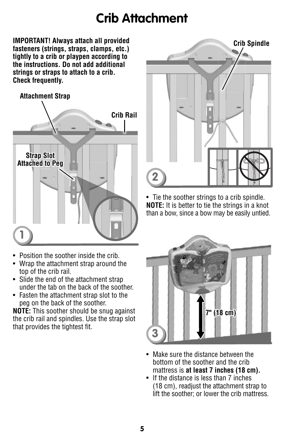 Crib attachment | Fisher-Price W2005 User Manual | Page 5 / 8