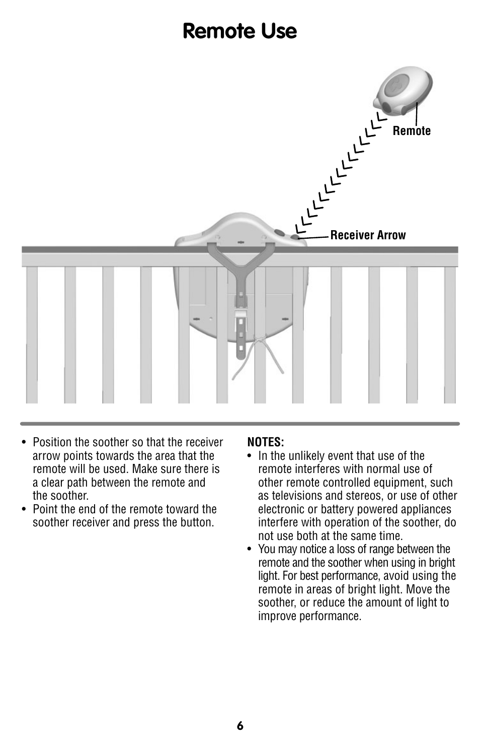 Remote use | Fisher-Price W2005 User Manual | Page 6 / 8