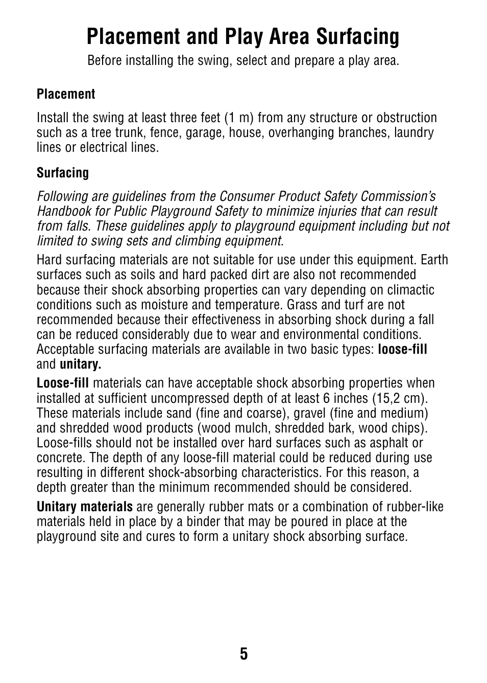 Placement and play area surfacing | Fisher-Price V7597 User Manual | Page 5 / 12